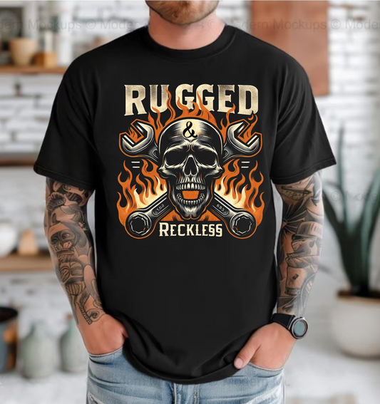 Rugged & Reckless Skull/Flames T-Shirt