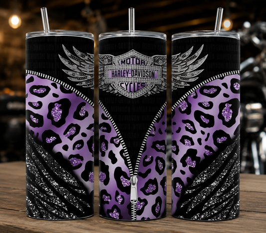 Purple Zipper Leopard 20 oz Skinny Tumbler