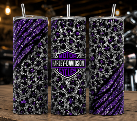 Purple Glitter Leopard & Zebra 20 oz Skinny Tumbler