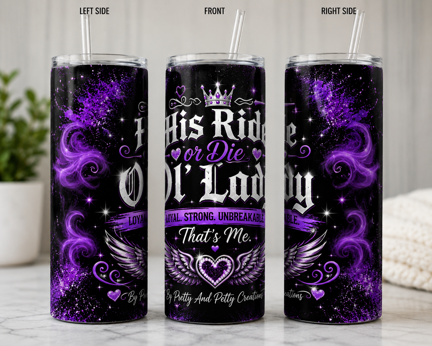 His Ride or Die Ol’ Lady 20 oz Skinny Tumbler