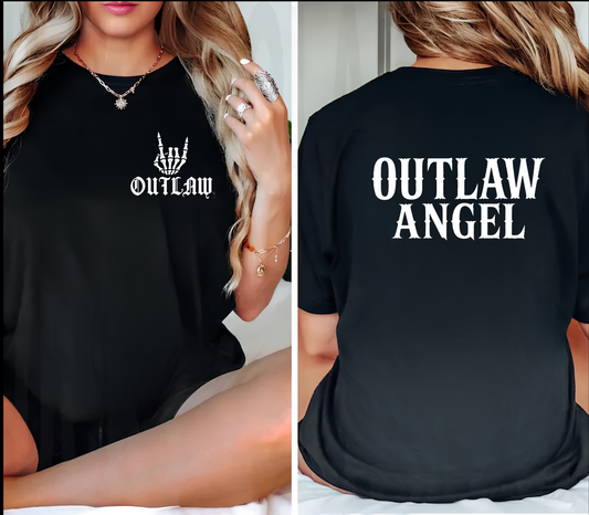 Outlaw Angel Front & Back Graphic T-Shirt