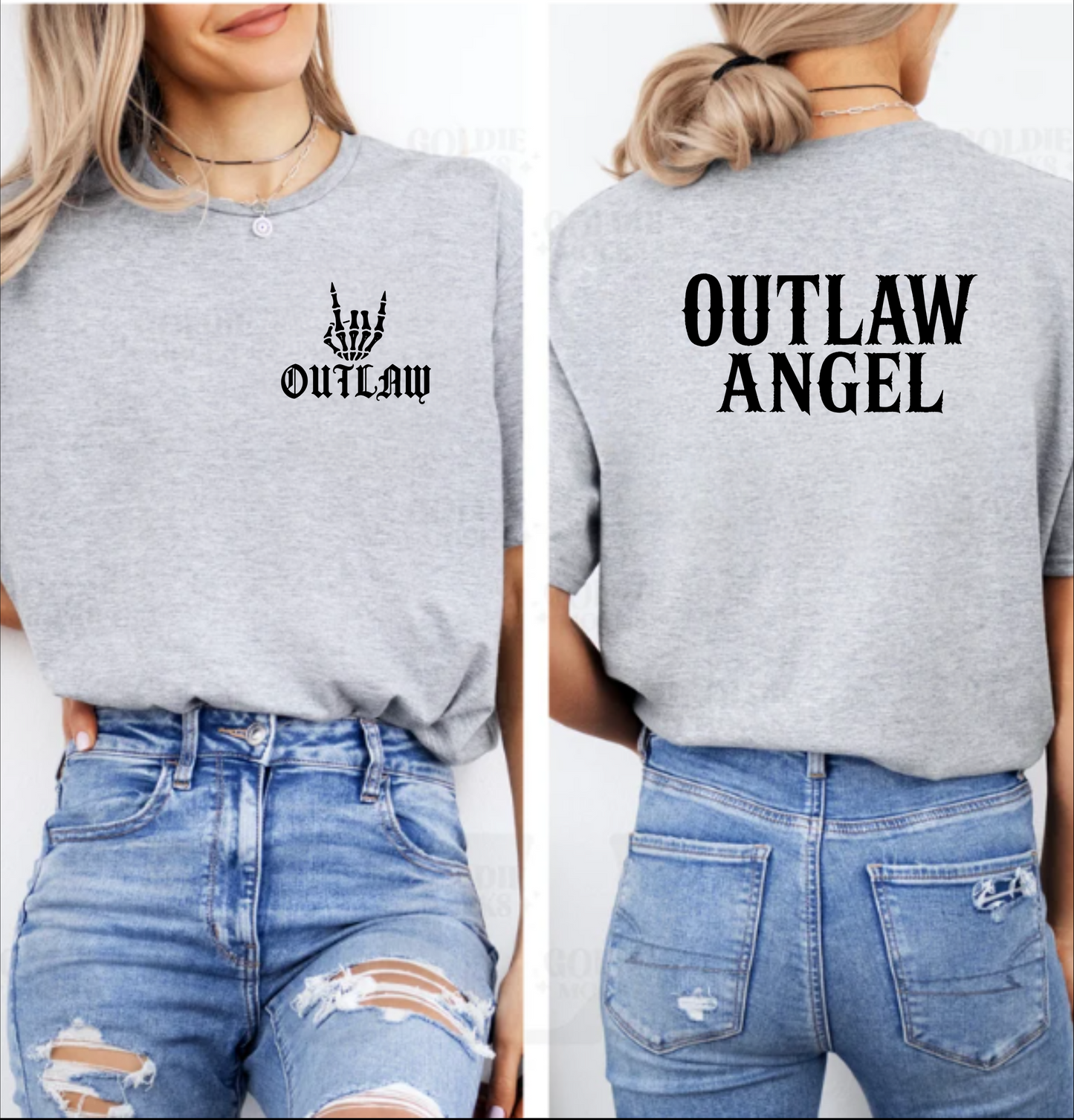 Outlaw Angel Front & Back Graphic T-Shirt