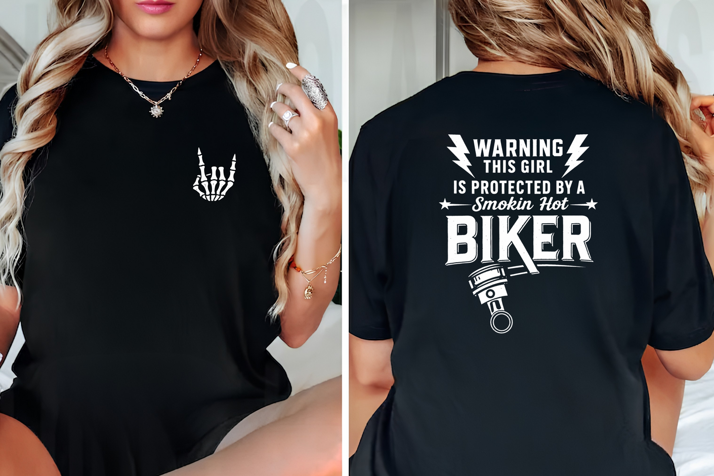 Warning This Girl Is Protected By A Smokin Hot Biker T-shirt
